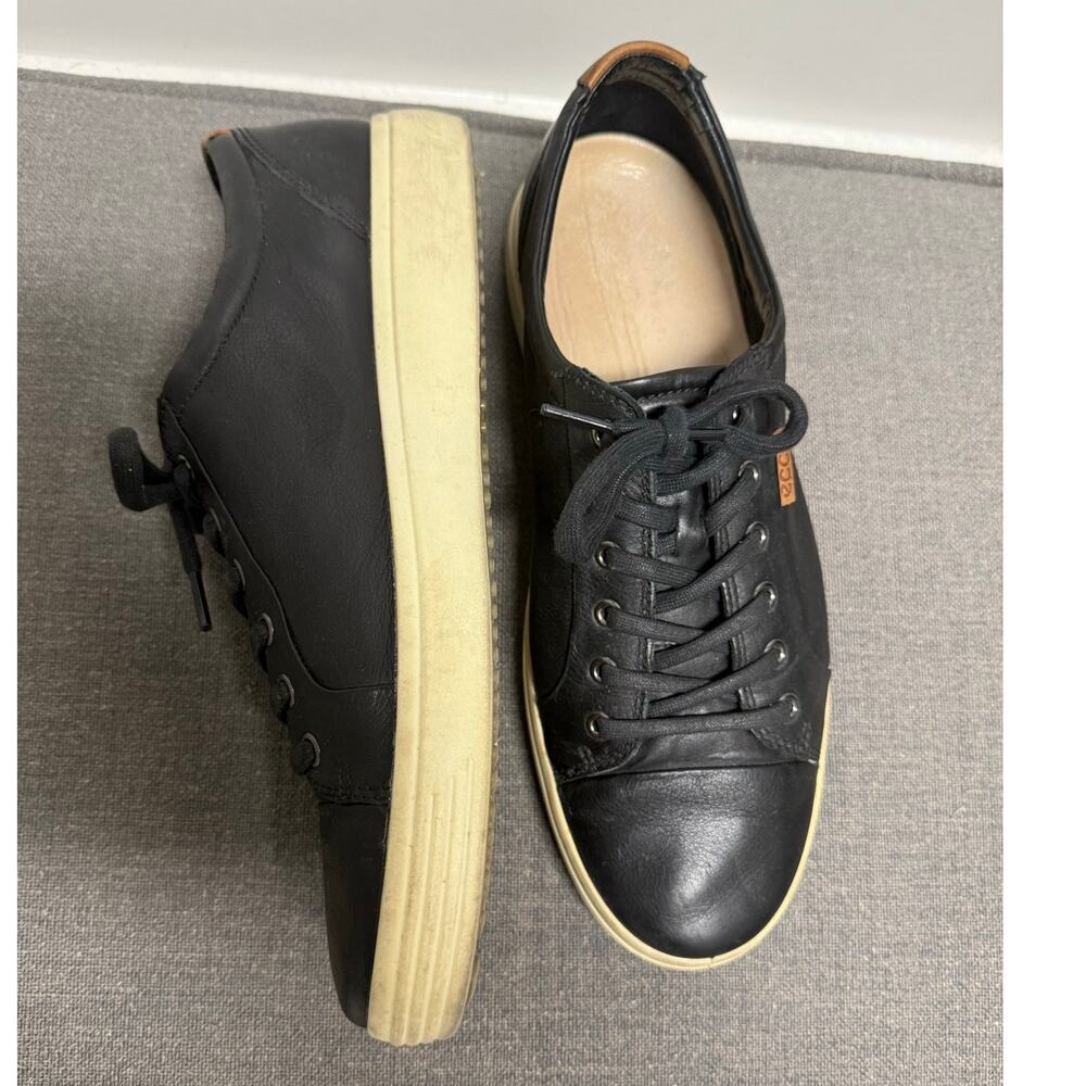 ECCO Soft 7 Leather Sneakers Shoes Black Men Size EU 45 US 11 - 11.5 Casual